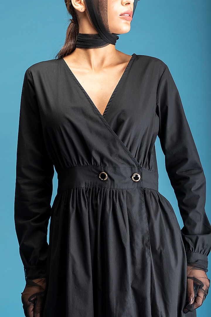 Black Overlap Summer Dress With Pockets by Nochee Vida at Pernia's Pop Up Shop