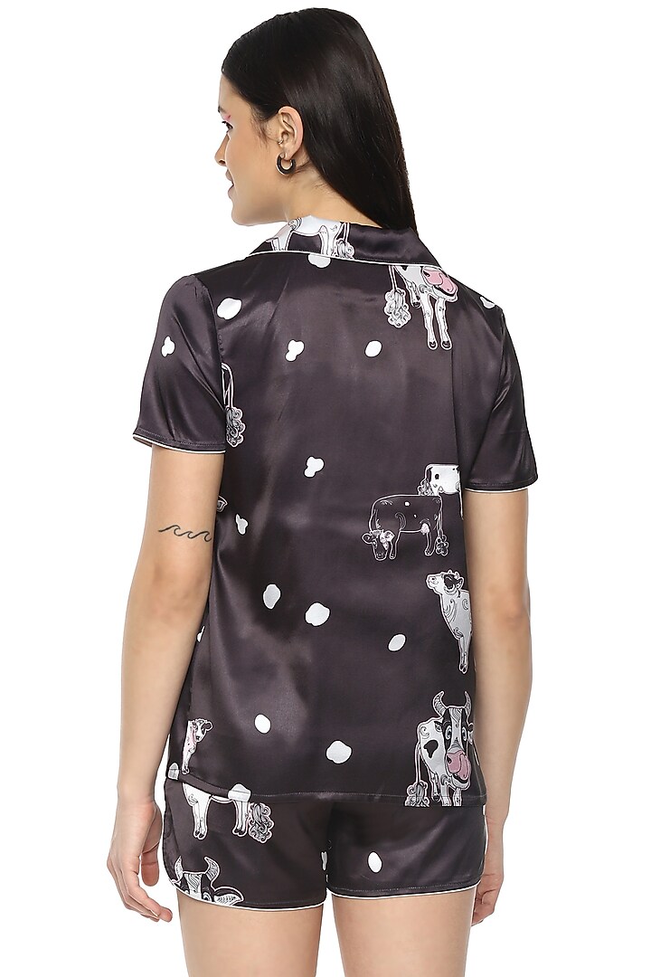 Black Digital Printed Night Suit by Nochee Vida at Pernia's Pop Up Shop