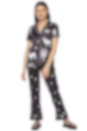 Black Moo Digital Printed Night Suit by Nochee Vida at Pernia's Pop Up Shop