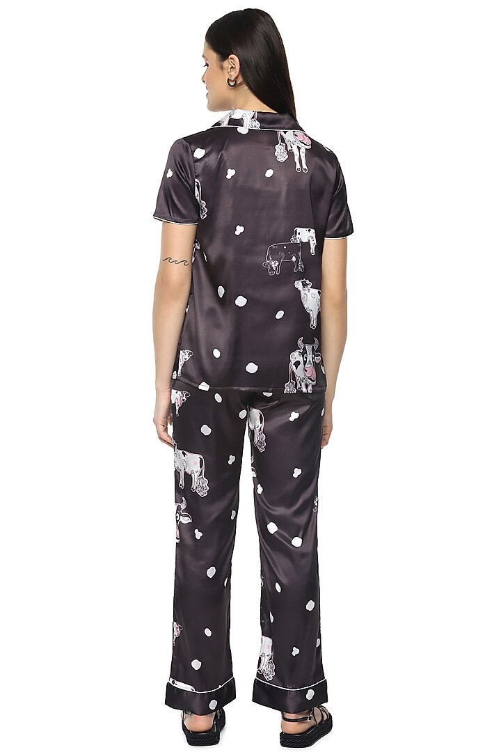 Black Moo Digital Printed Night Suit by Nochee Vida at Pernia's Pop Up Shop