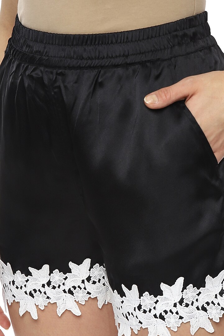 Black Satin Night Suit by Nochee Vida at Pernia's Pop Up Shop