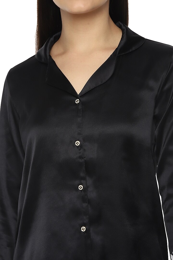 Black Night Suit In Satin by Nochee Vida at Pernia's Pop Up Shop