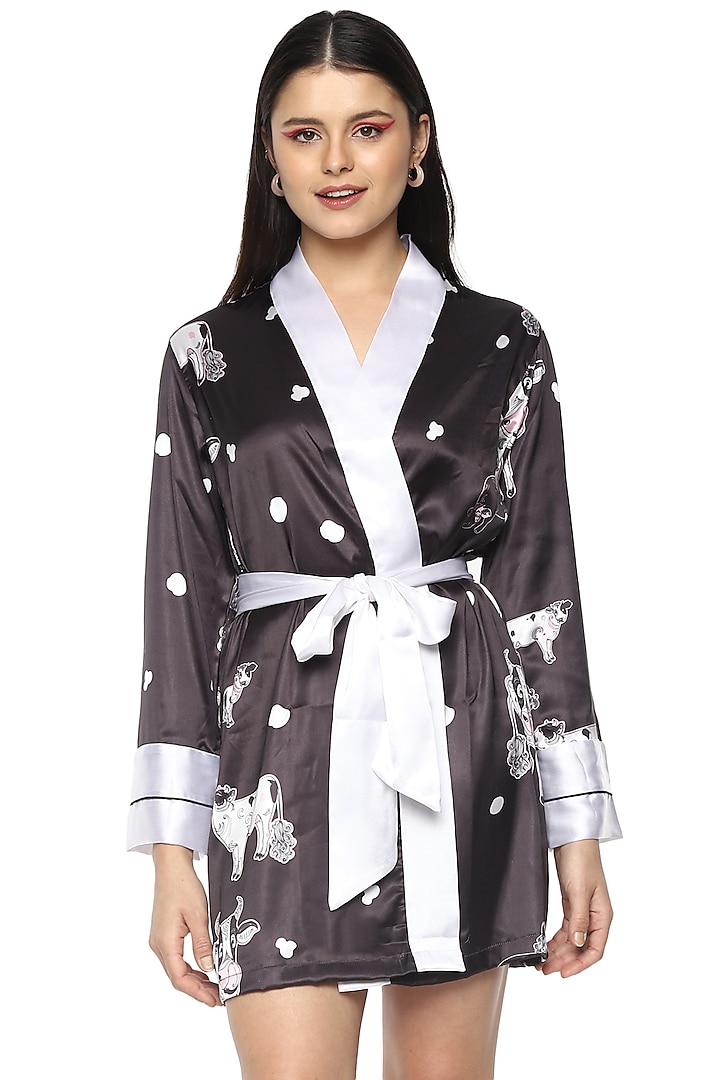 Black Digital Printed Robe by Nochee Vida