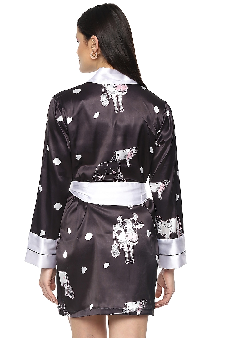 Black Digital Printed Robe by Nochee Vida at Pernia's Pop Up Shop