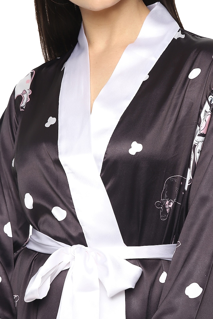 Black Digital Printed Robe by Nochee Vida at Pernia's Pop Up Shop