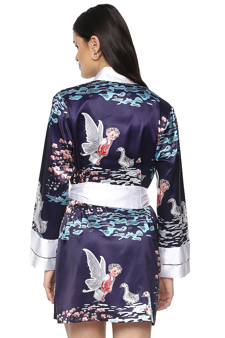 Cobalt Blue Digital Printed Robe by Nochee Vida at Pernia's Pop Up Shop