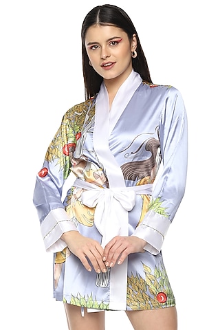 Sky Blue Digital Printed Robe by Nochee Vida