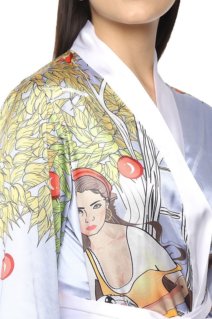 Sky Blue Digital Printed Robe by Nochee Vida at Pernia's Pop Up Shop