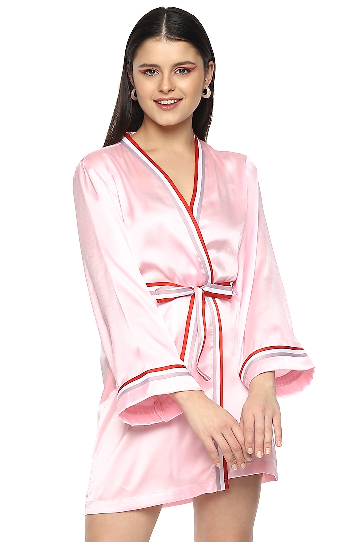 Blush Pink Satin Robe by Nochee Vida