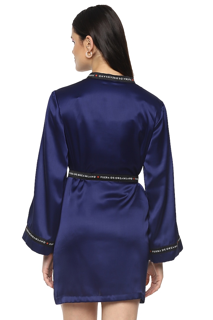 Space Blue Satin Robe by Nochee Vida at Pernia's Pop Up Shop