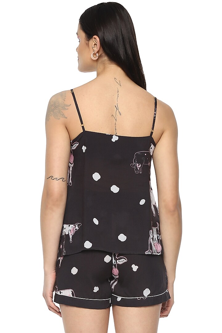 Black Moo Digital Printed Night Suit by Nochee Vida at Pernia's Pop Up Shop