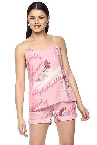 Bubblegum Piglet Digital Printed Night Suit by Nochee Vida