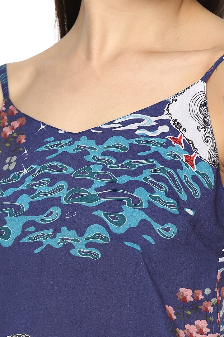 Cobalt Blue Waddle Fairy Digital Printed Night Suit by Nochee Vida at Pernia's Pop Up Shop