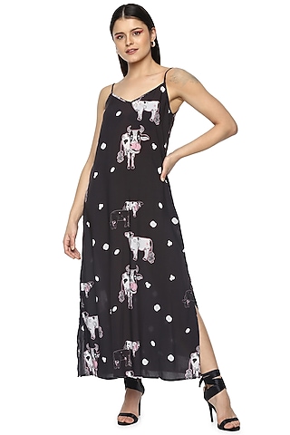 Black Moo Digital Printed Slip Dress by Nochee Vida