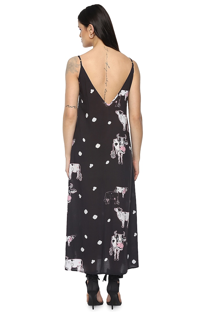 Black Moo Digital Printed Slip Dress by Nochee Vida at Pernia's Pop Up Shop