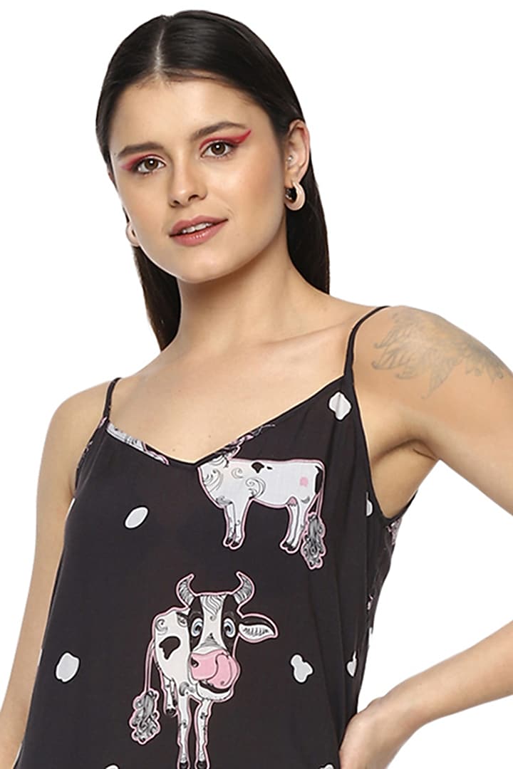 Black Moo Digital Printed Slip Dress by Nochee Vida at Pernia's Pop Up Shop