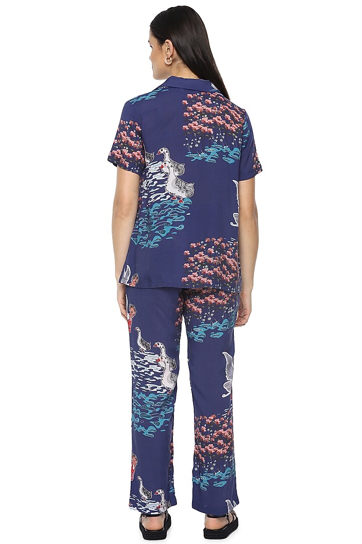Cobalt Blue Modal Night Suit by Nochee Vida at Pernia's Pop Up Shop