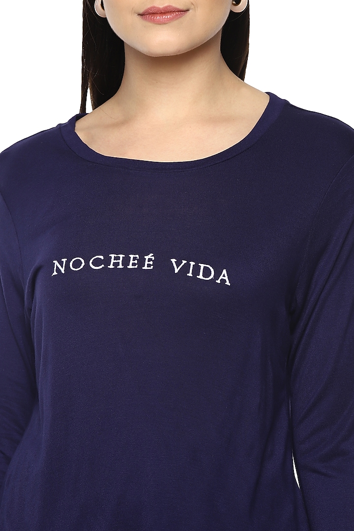 Space Blue Viscose Night Suit by Nochee Vida at Pernia's Pop Up Shop