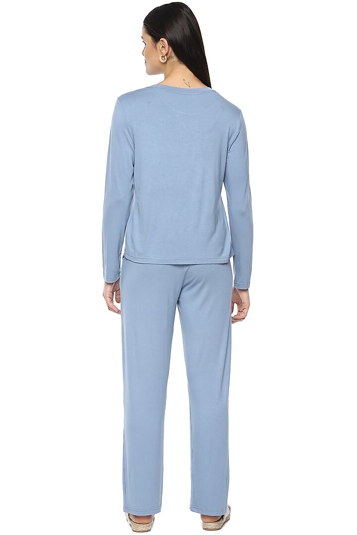 Sky Blue Viscose Night Suit by Nochee Vida at Pernia's Pop Up Shop