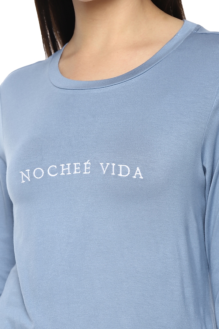 Sky Blue Viscose Night Suit by Nochee Vida at Pernia's Pop Up Shop