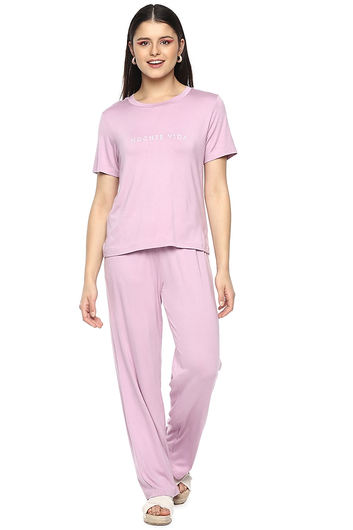 Lilac Viscose Night Suit by Nochee Vida at Pernia's Pop Up Shop