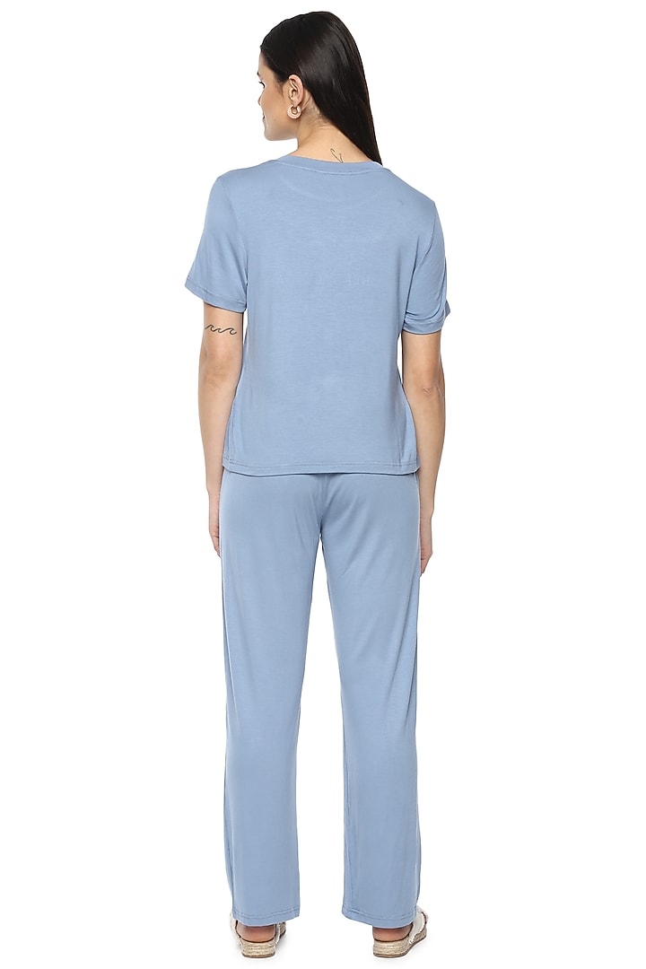 Sky Blue Night Suit In Viscose by Nochee Vida at Pernia's Pop Up Shop