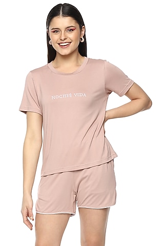 Nude Viscose Essential Night Suit by Nochee Vida
