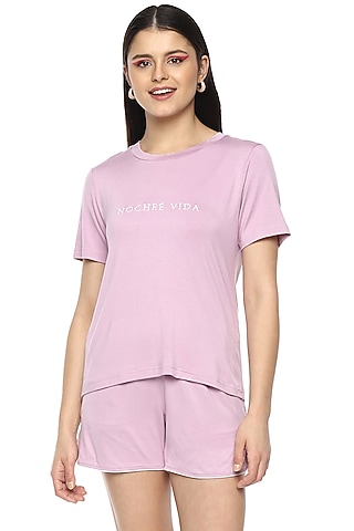 Lilac Viscose Night Suit by Nochee Vida