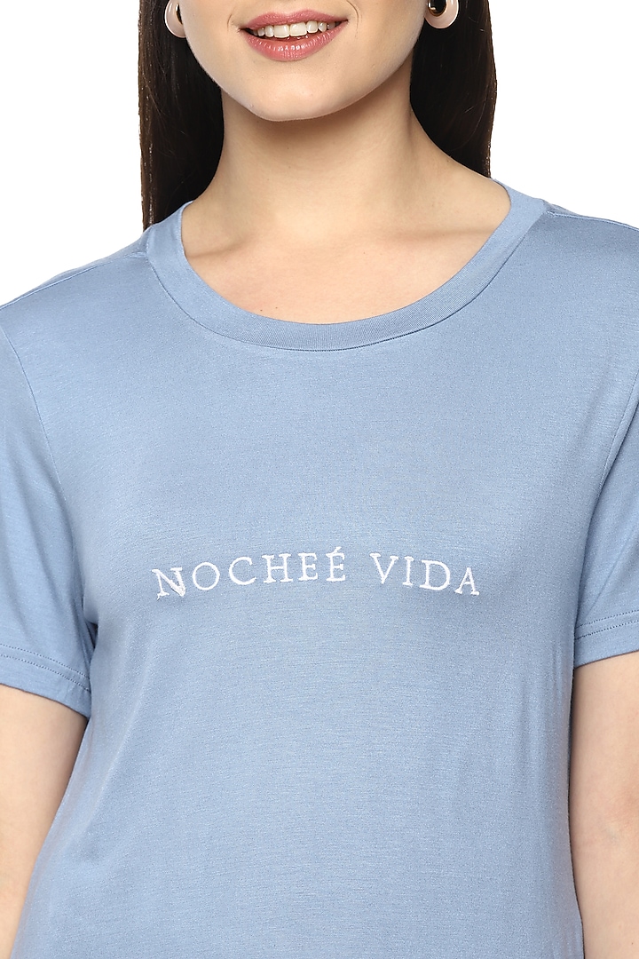Sky Blue Viscose Night Suit by Nochee Vida at Pernia's Pop Up Shop