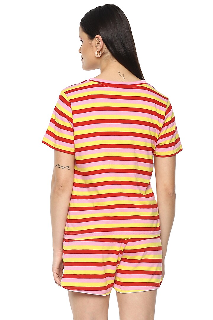 Yellow Striped Viscose Night Suit by Nochee Vida at Pernia's Pop Up Shop