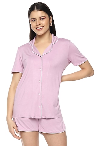 Lilac Viscose Night Suit by Nochee Vida