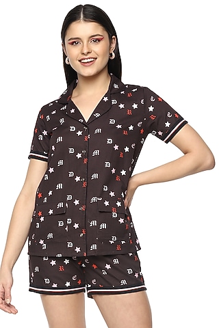 Brown Dream Digital Printed Night Suit by Nochee Vida