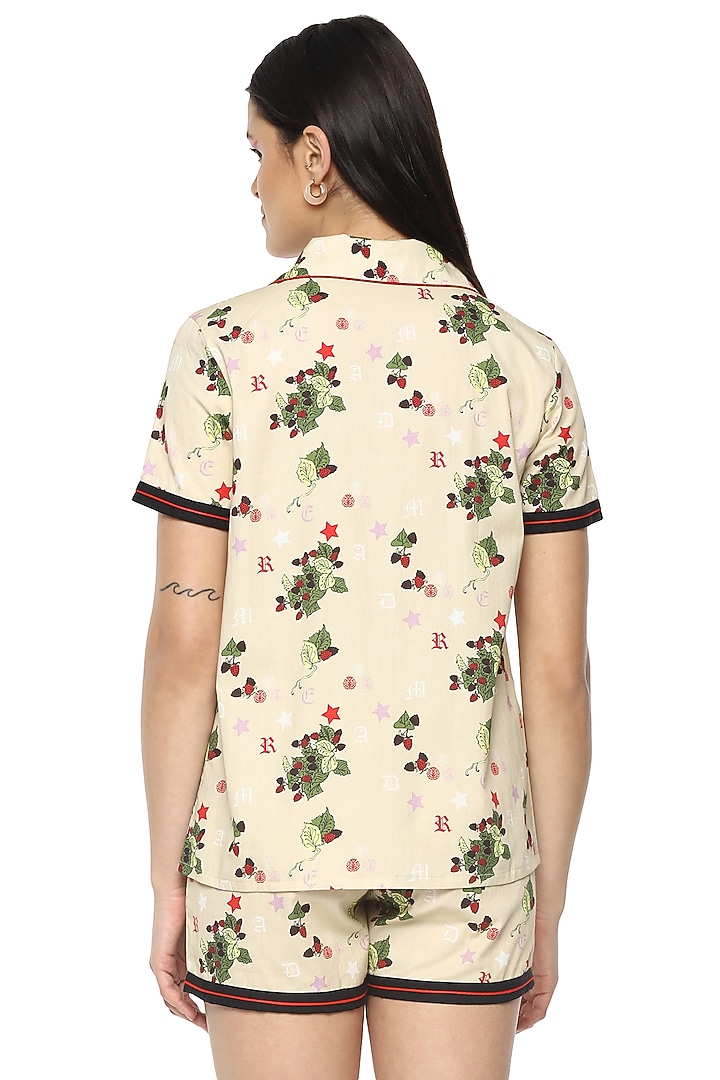 Beige Berry Digital Printed Night Suit by Nochee Vida at Pernia's Pop Up Shop
