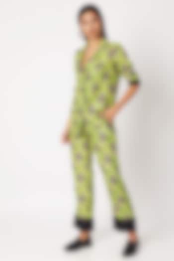 Mint Green Silk Pyjama Set by Nochee Vida