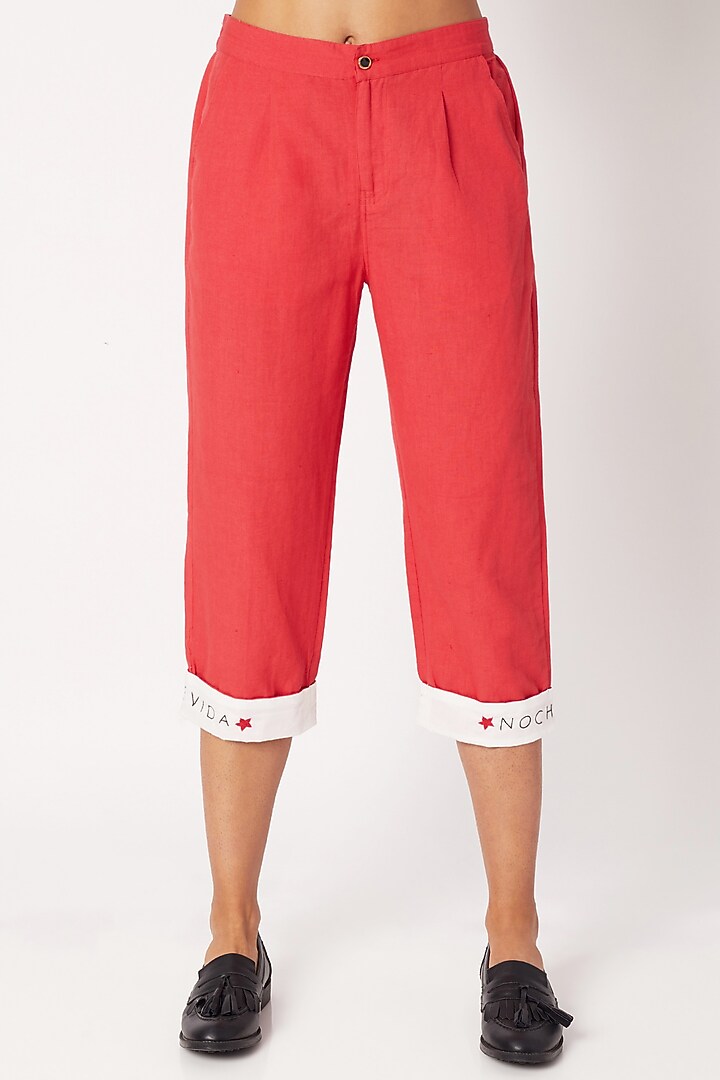 Cherry Red Shirt With Trouser Pants & Scarf by Nochee Vida at Pernia's Pop Up Shop