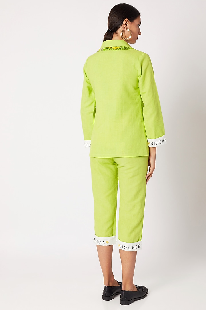 Green Shirt With Trouser Pants & Scarf by Nochee Vida at Pernia's Pop Up Shop