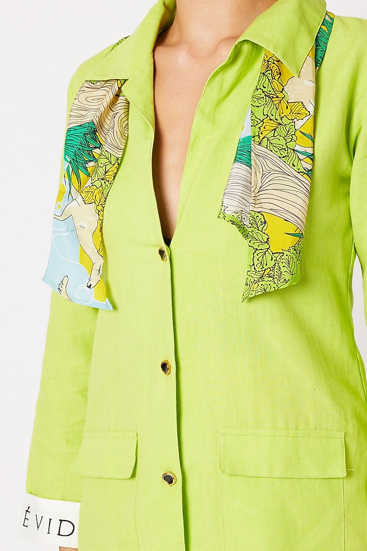 Green Shirt With Trouser Pants & Scarf by Nochee Vida at Pernia's Pop Up Shop