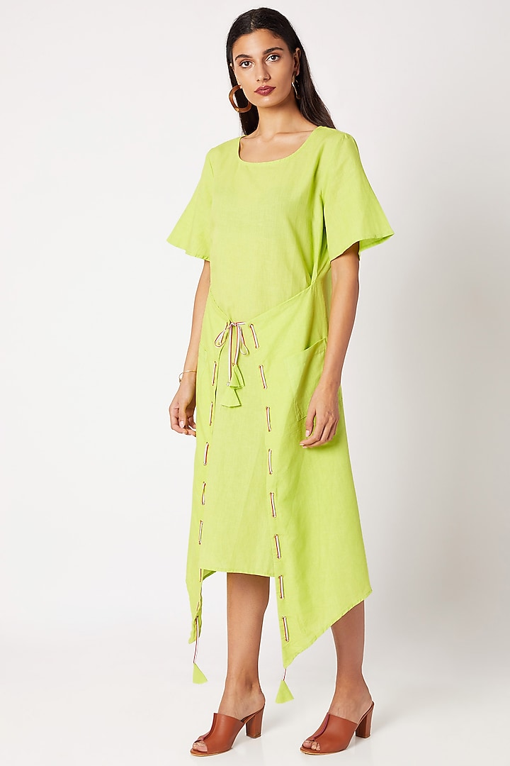 Mint Green Wrap Lace-Up Dress by Nochee Vida