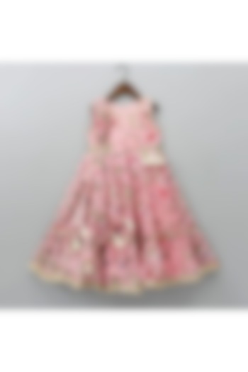 Peachish Pink Cotton Floral Printed Anarkali For Girls by New of you at Pernia's Pop Up Shop