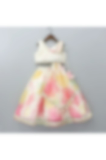 Multi-Colored Organza Floral Printed Lehenga Set For Girls by New of you at Pernia's Pop Up Shop