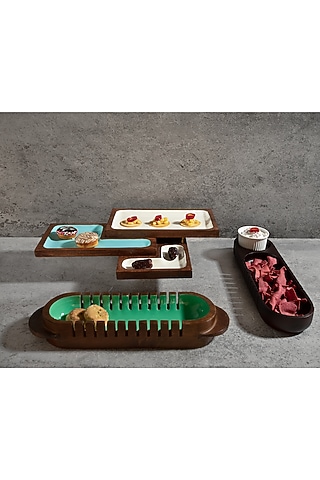 Multi-Colored Mango Wood Three Tier Platter by HOUSE OF NEEBA