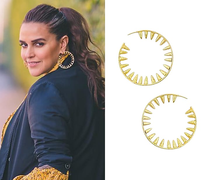 Gold plated spike hoop earrings available only at Pernia's Pop Up Shop.