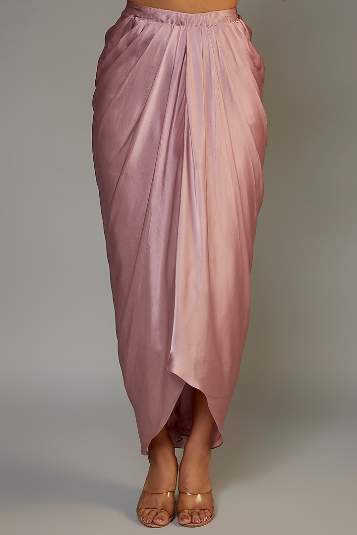 Powder Pink Pure Satin Bugle Beads Embroidered Jacket Set by COUTURE BY NIHARIKA at Pernia's Pop Up Shop