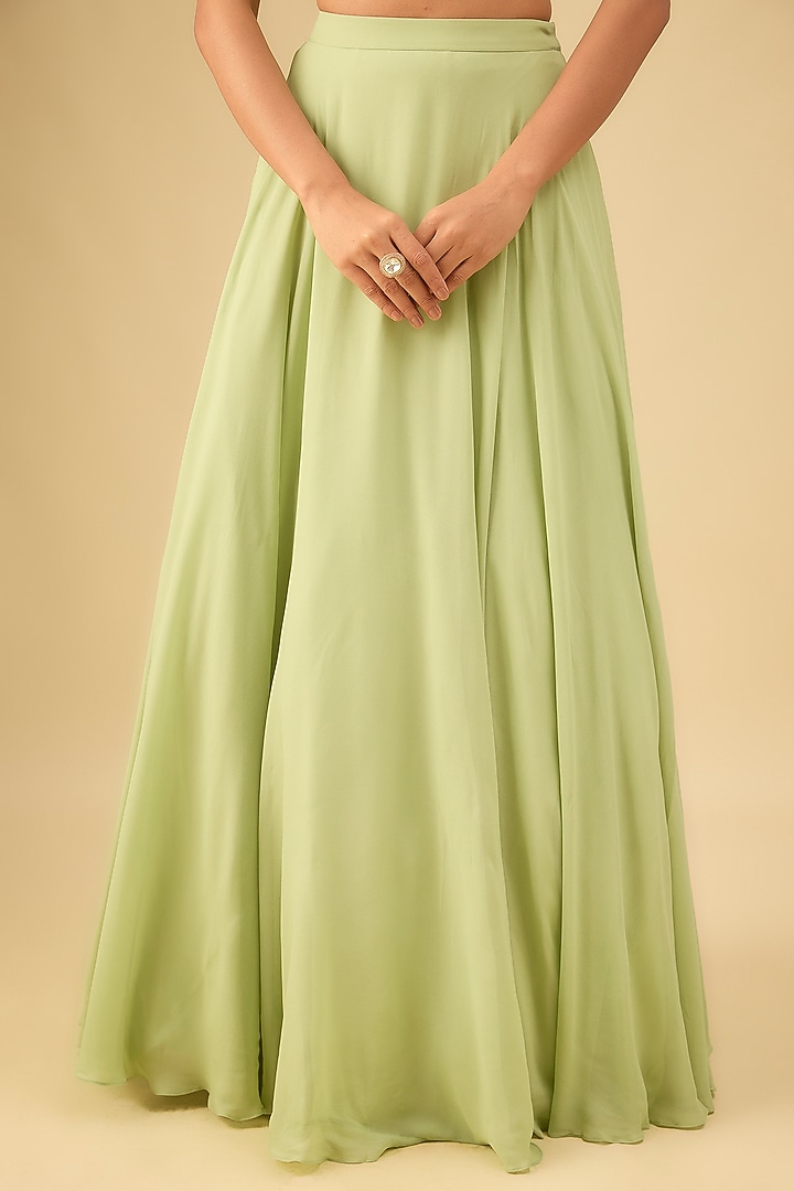 Mint Pure Chiffon Embroidered Jacket Set by COUTURE BY NIHARIKA at Pernia's Pop Up Shop