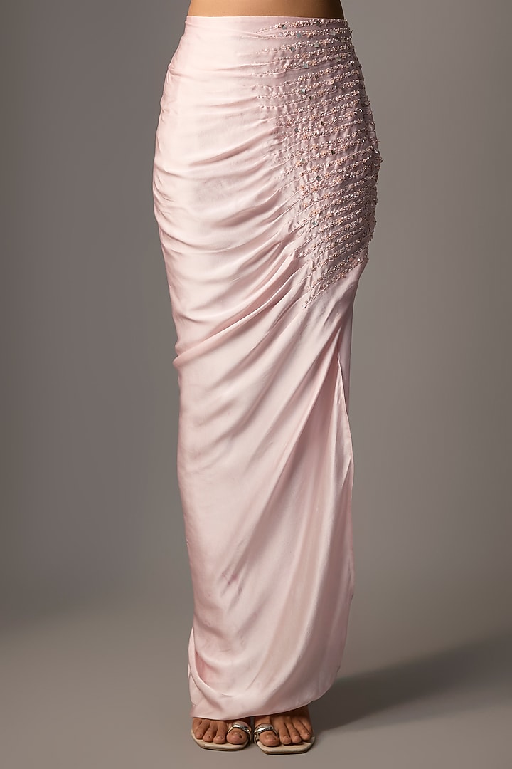 Powder Blue Pure Satin Hand Embroidered Cape Set by COUTURE BY NIHARIKA at Pernia's Pop Up Shop