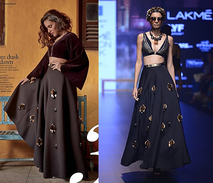 Black skein work off flared skirt available only at Pernia's Pop Up Shop.