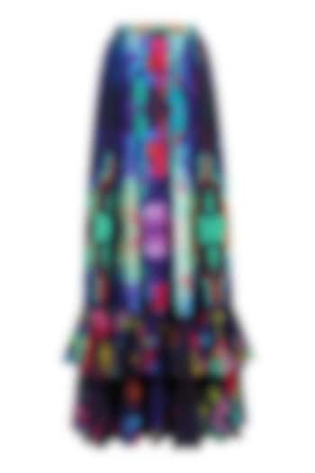 Sea Green Digital Printed Ruffled Long Maxi Skirt by Neha Taneja