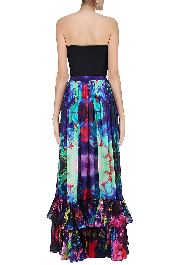 Sea green digital printed ruffled long maxi skirt available only at Pernia's Pop Up Shop.