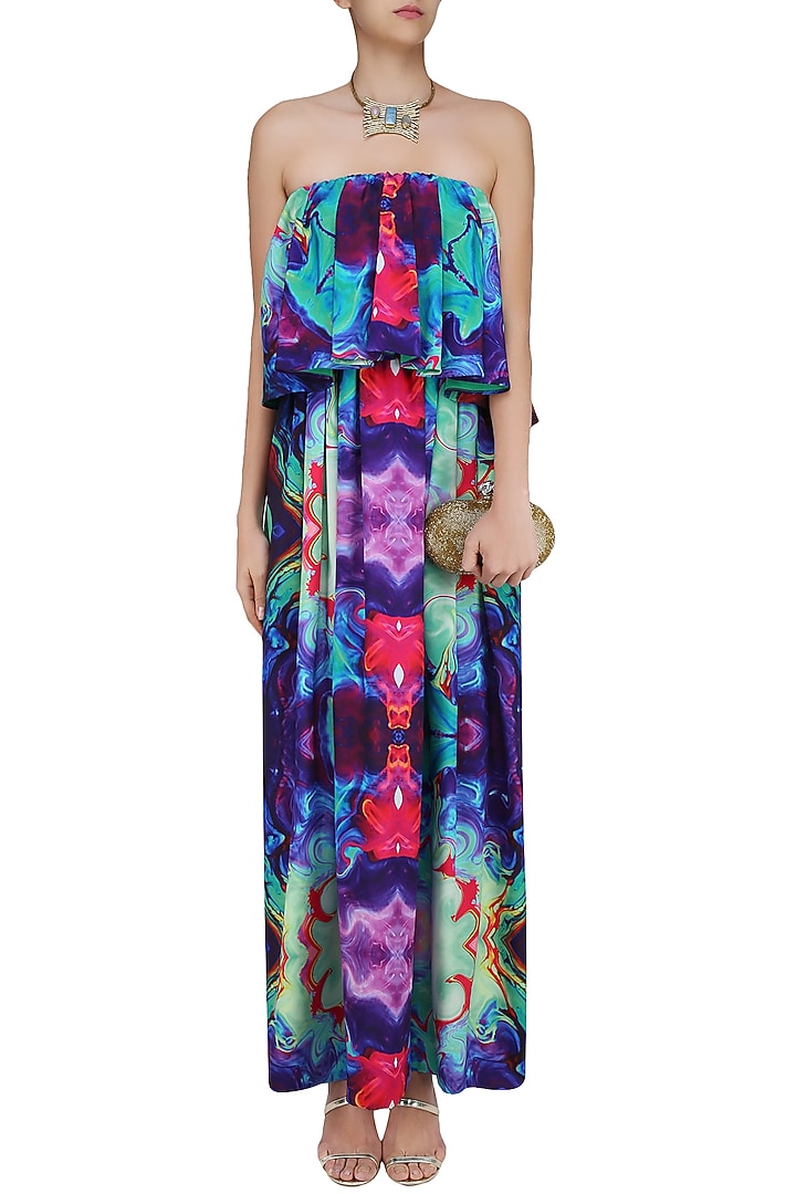 Sea green digital printed tube overlay gown available only at Pernia's Pop Up Shop.