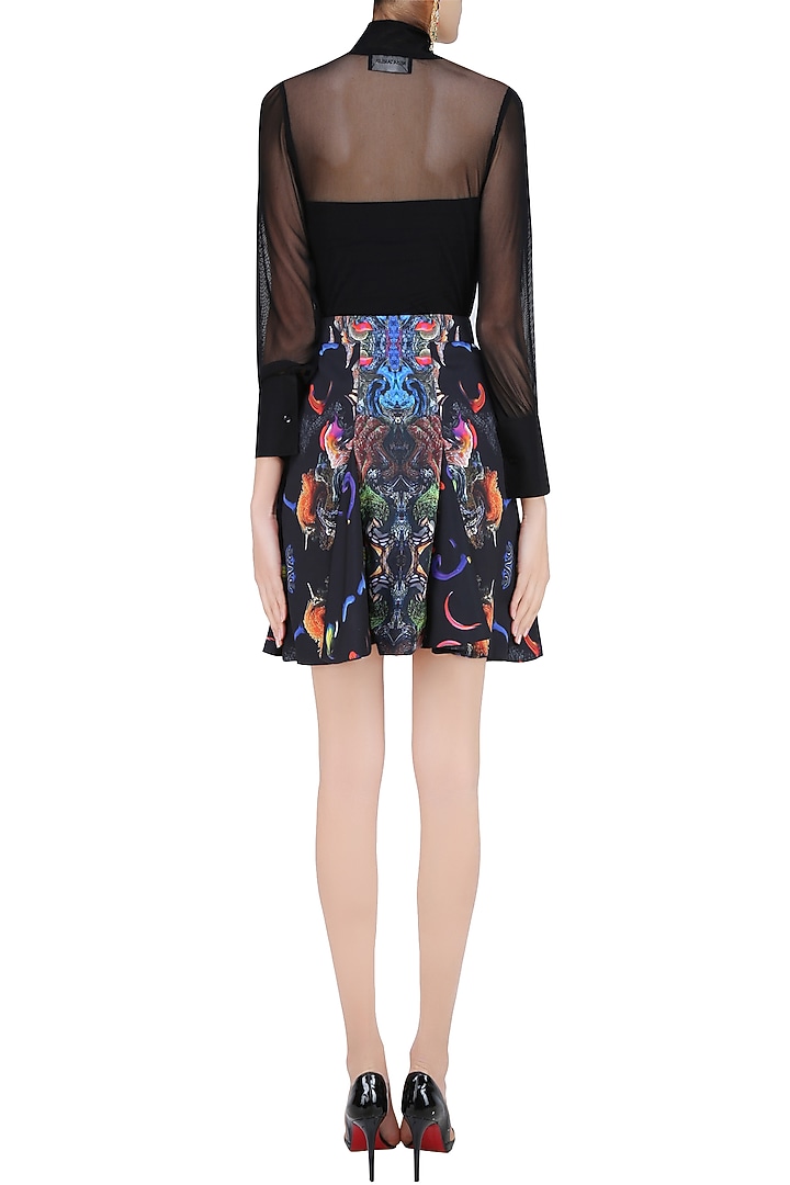 Black digital printed skater skirt available only at Pernia's Pop Up Shop.